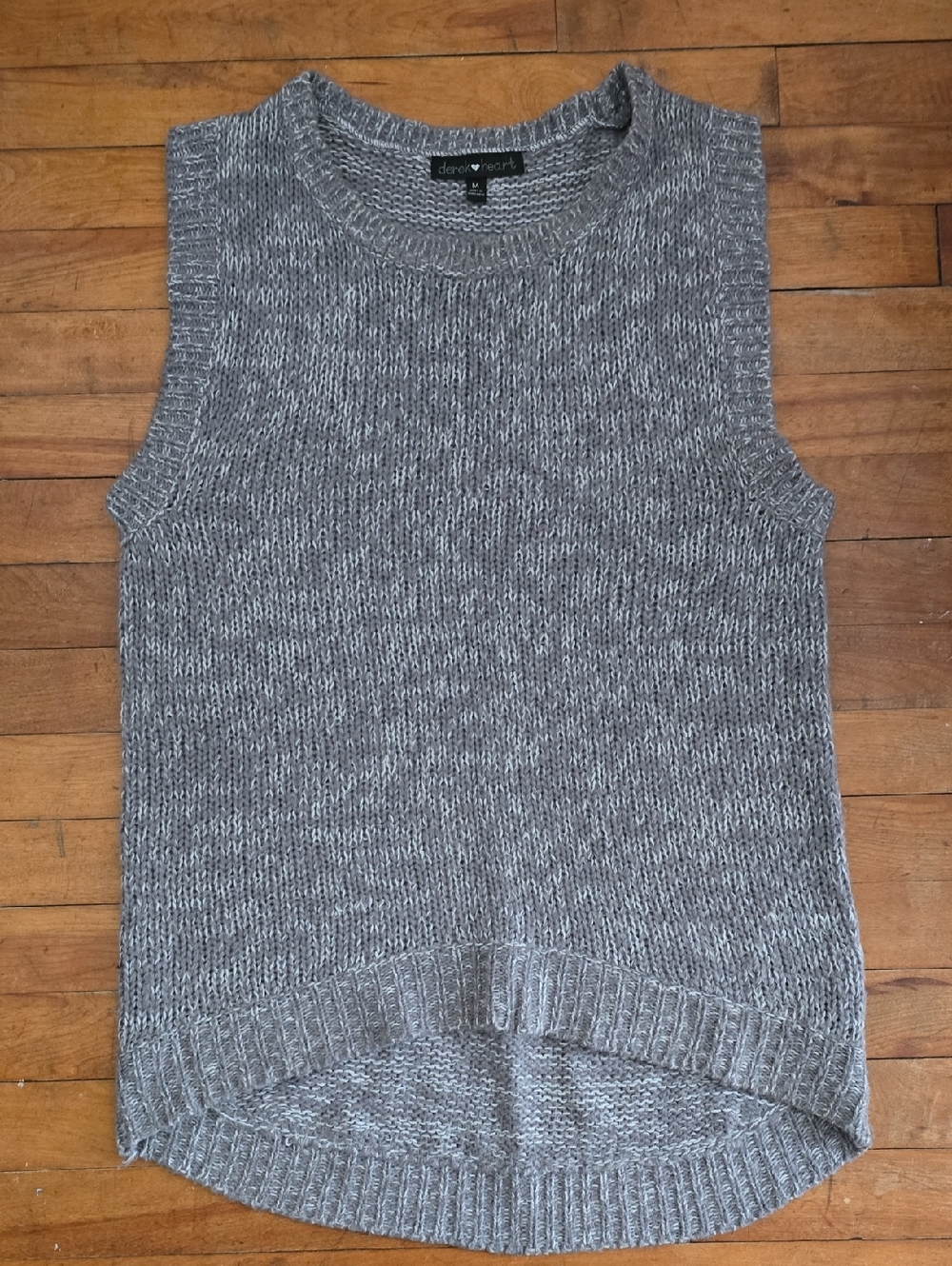 Gray Marled Sleeveless Crewneck Knit Tank